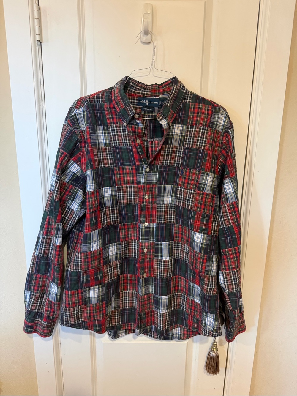 Ralph Lauren Red, Navy & White Plaid Button-Down Shirt (Madras Style)